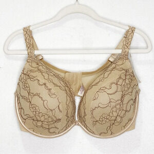 Cacique Light Tan Lace Plunge Underwire Cleavage Solution Boosting Bra 42DDD NWT